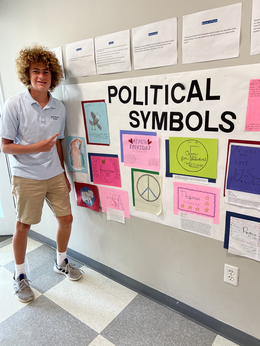 Mrs. Tkac’s seventh-grade history class researched the fascinating history behind political symbols and also got creative by designing their own political emblems. Some students even crafted symbols as if they were gearing up for a future presidential run at 35!