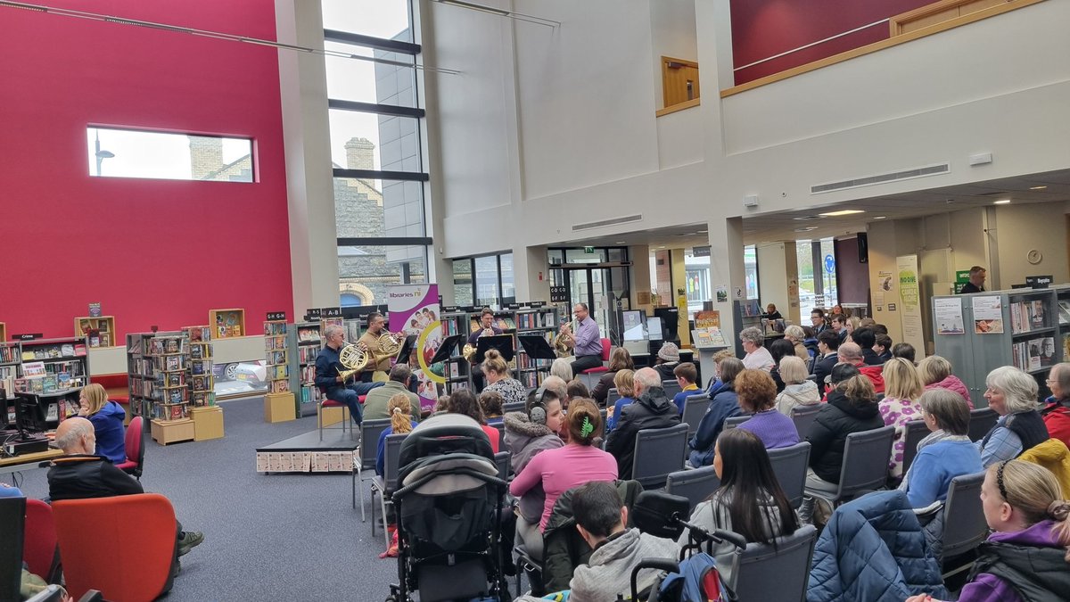 Thanks to the @UlsterOrchestra members for the music and engagement today at Antrim Library - a most enjoyable time over lunch break. @LibrariesNI