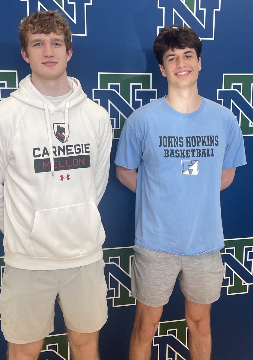 Congratulations to two of the winningest players in NT Basketball history on signing to continue their academic and athletic careers. Big things ahead for both Ian and Logan. @ianbrown05 @loganfeller2024 @AthleticsNTHS @JHU_Basketball @CMU_TartanHoops