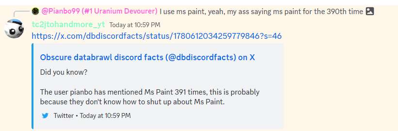DB_evilgram's tweet photo. @dbdiscordfacts Did you know

That this Obscure Databrawl Facts account was made just because of @DatabrawlFacts? such a fraud and unoriginal smh. https://t.co/xG4dubq8Zp