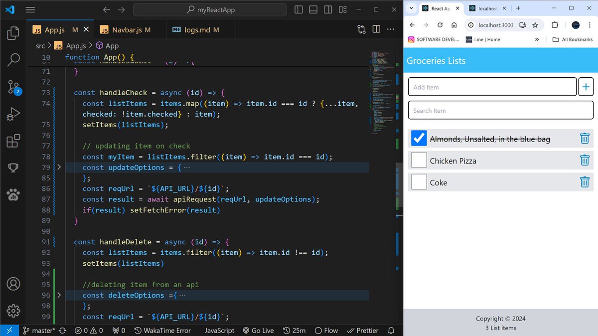 CavainT's tweet photo. Day 12 #100DaysOfCode
Learning CRUD Operations (posting item, update item and delete item) to  api (db.json file) using React https://t.co/gwW7c1bLaW