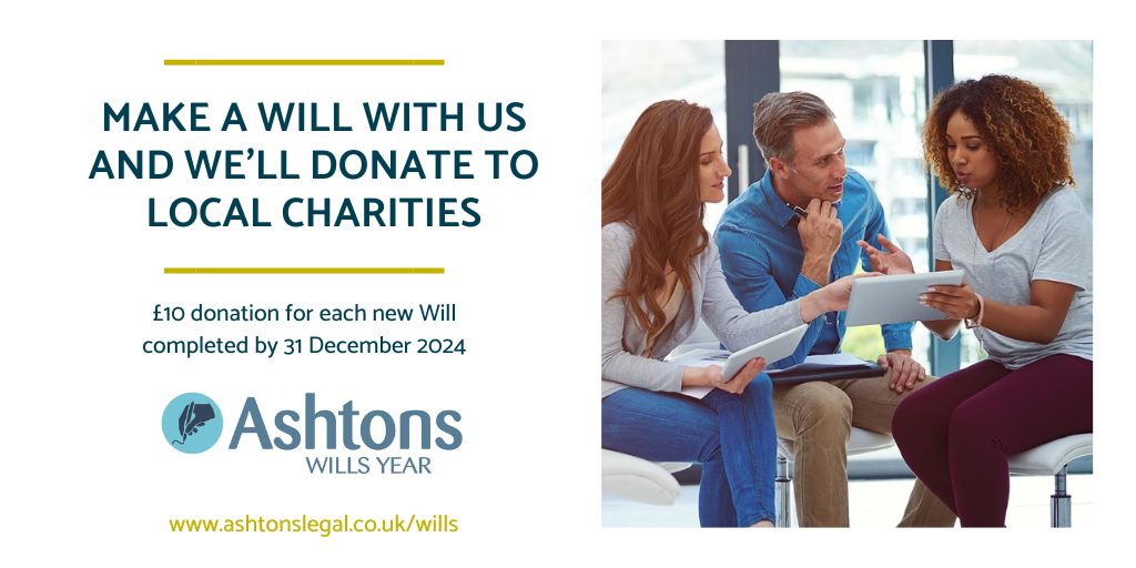 Did you know that Ashtons has a Wills Year initiative? A £10 donation for each Will completed before 31 December 2024 will be donated to local charities. Visit ow.ly/PrQj50Ribpj to find out more! #BuryStEdmunds #Cambridge #Norwich #Ipswich #Leeds
