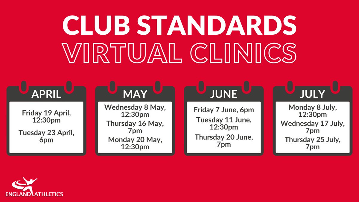 📢Calling all clubs 📢 Additional to our existing support, we are providing regular virtual Club Support clinics to discuss all things Club Standards! These will be club centred and interactive, so come along with your questions. Register now: bit.ly/ClubClinics