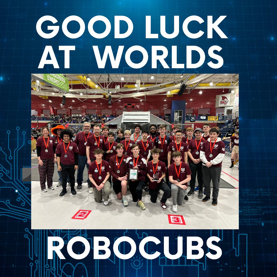 Wishing U of D Jesuit robotics team good luck as they travel to the 2024 FIRST Championship in Houston today through Saturday. RoboCubs Team #1701 will be competing against youth robotics teams from around the world. Let’s go RoboCubs! #UofDJesuit #RoboCubs #FRC1701