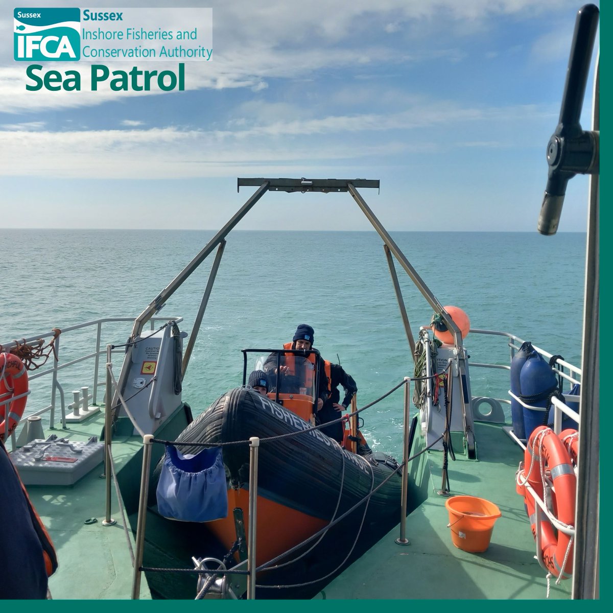 Between the unsettled weather recently, @sussex_ifca Officers have carried out patrols along the coast within our district. Conducting boardings & looking at species, volume + size of the landings, also making sure gear is marked correctly and methods being used are compliant.