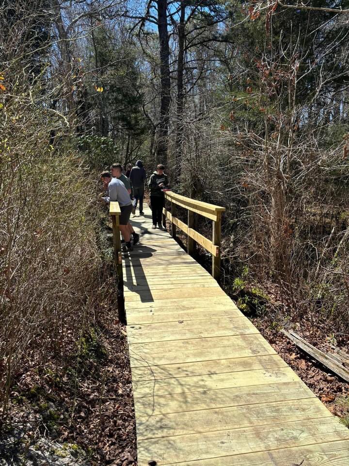 The CAT EYE spies…Students from Mr. Carmona’s Construction Teach class worked on replacing the deck boards on the Cedar Swamp Bridge. The lumber and materials for this project were generously donated by 84 Lumber Company! 💚💛 #EyeOnThePride #OurSchoolOurStory @ArdoinJim