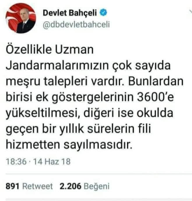 oguzkagandesta's tweet photo. Uzman Jandarmalar(30.000 kişi)yıllar geçsede,
1-STATÜ SORUNUN ÇÖZÜMÜNÜ
2-BİR YILLIK ASKERİ OKULUN FİİLİ HİZMETTEN SAYILMASINI UMUTLA bekliyorlar…🇹🇷
 @RTErdogan @MHP_Bilgi @serefcayirtepe @AliYerlikaya @mehmetaktas023 @Akparti @iletisim @EMUJAD06 @ErcanSeki @suleymansoylu https://t.co/PVH4TA5L2N
