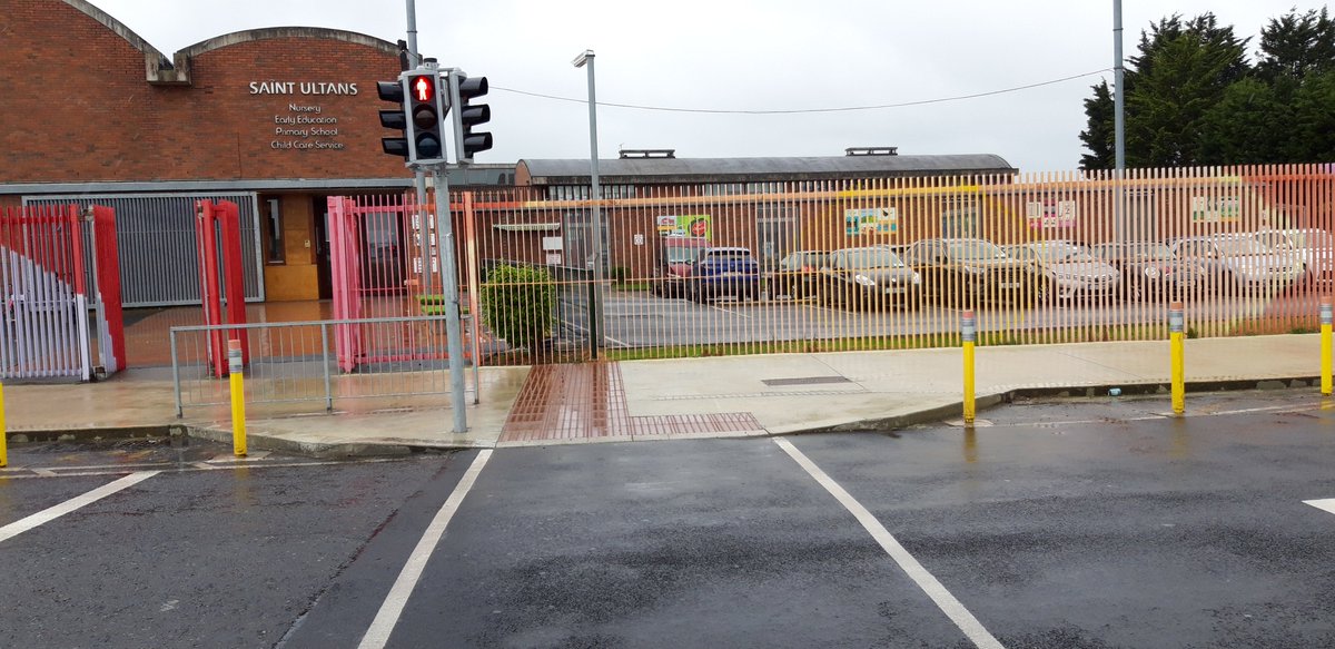 The new pedestrian crossing at St Ultans, Cherry Orchard is now fully operational, providing a safe space for students and pedestrians to cross. #Roads #Dublin