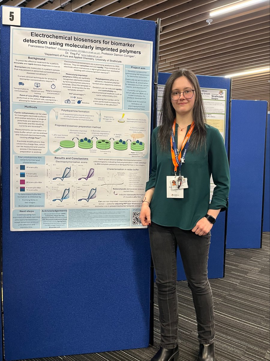 Francessca Charlton is the first year PhD student in my group, and she is presenting her project about Electrochemical biosensor for biomarker detection using MIPs in #springscix 2024. Drop in her poster and see how we build the sensor!