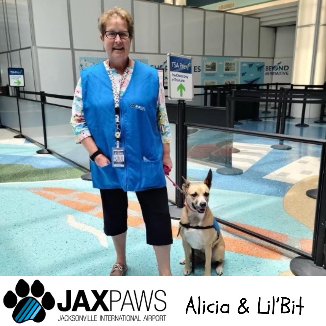 JAXairport's tweet photo. Get ready to meet Alicia and Lil'Bit from our #JAXPaws pet therapy program! They're making the rounds in the terminal from 4-6 pm today. Be sure to say hi! πΎ https://t.co/PBvpkMoAQ5