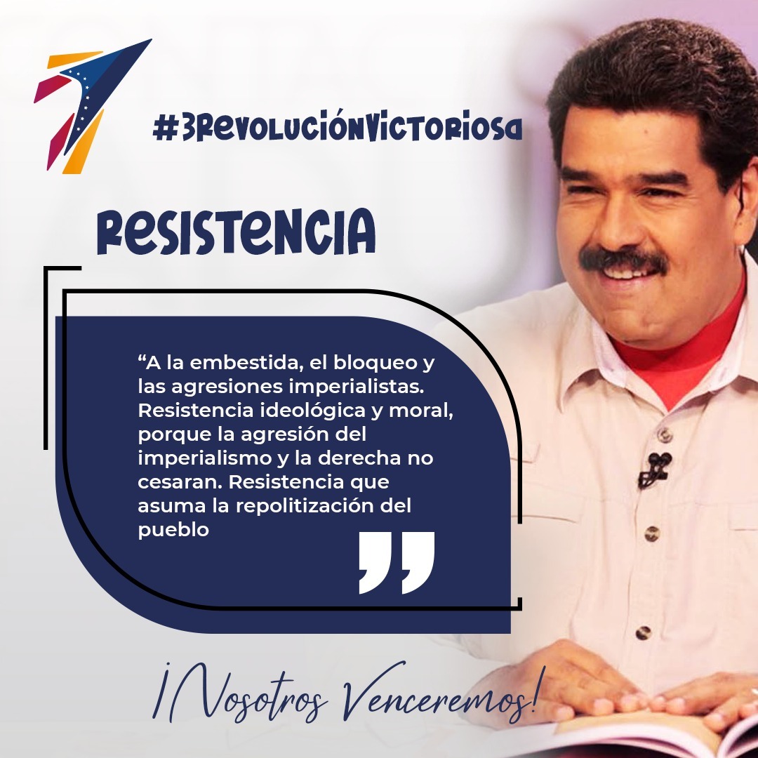 #3RevoluciónVictoriosa || El llamado del Pdte @NicolasMaduro es al debate con RESISTENCIA: “A la embestida, el bloqueo y las agresiones imperialistas. Resistencia ideológica y moral, porque la agresión del imperialismo y la derecha no cesaran”.