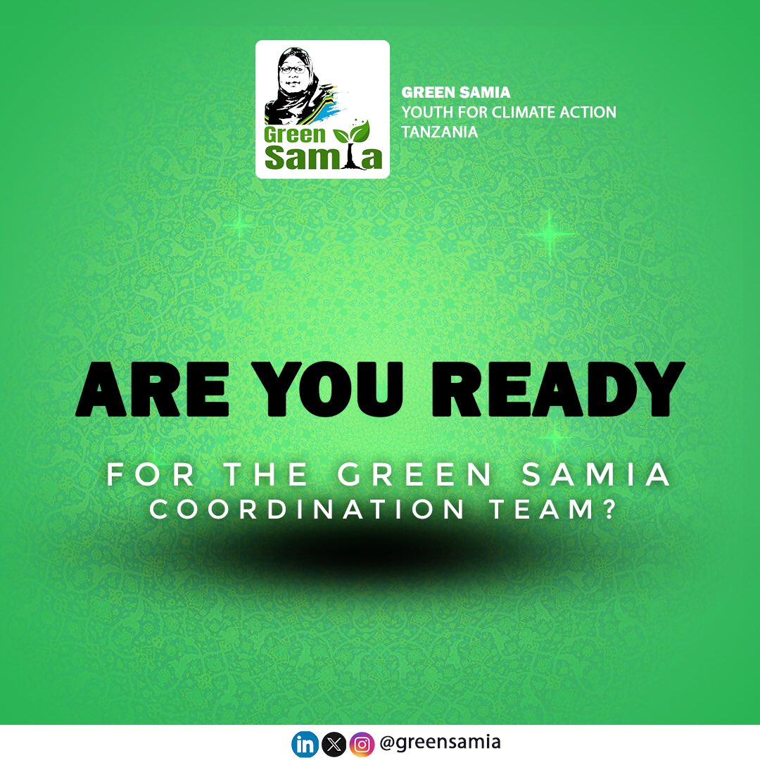 Green Samia (@greensamia_23) on Twitter photo GREEN SAMIA COORDINATION TEAM TO BE INTRODUCED SOON🔊
Get ready for the upcoming Introduction of the Green Samia Coordination Team
The coordination team will be based out of the Green Samia Secretariat and regional offices.
#MamaWaKijani💚 GREEN SAMIA COORDINATION TEAM TO BE INTRODUCED SOON🔊
Get ready for the upcoming Introduction of the Green Samia Coordination Team
The coordination team will be based out of the Green Samia Secretariat and regional offices.
#MamaWaKijani💚