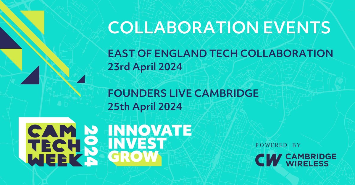 Join our upcoming collaboration events with UK Tech Week!

> East of England Tech Collaboration: 23 April 24, @SainsburyCentre, Norwich
> Founders Live Cambridge: 25 April 24, @MillsandReeve, Cambridge

⏩ cambridgetechweek.co.uk - Click on Collaboration Events!

#CamTechWeek