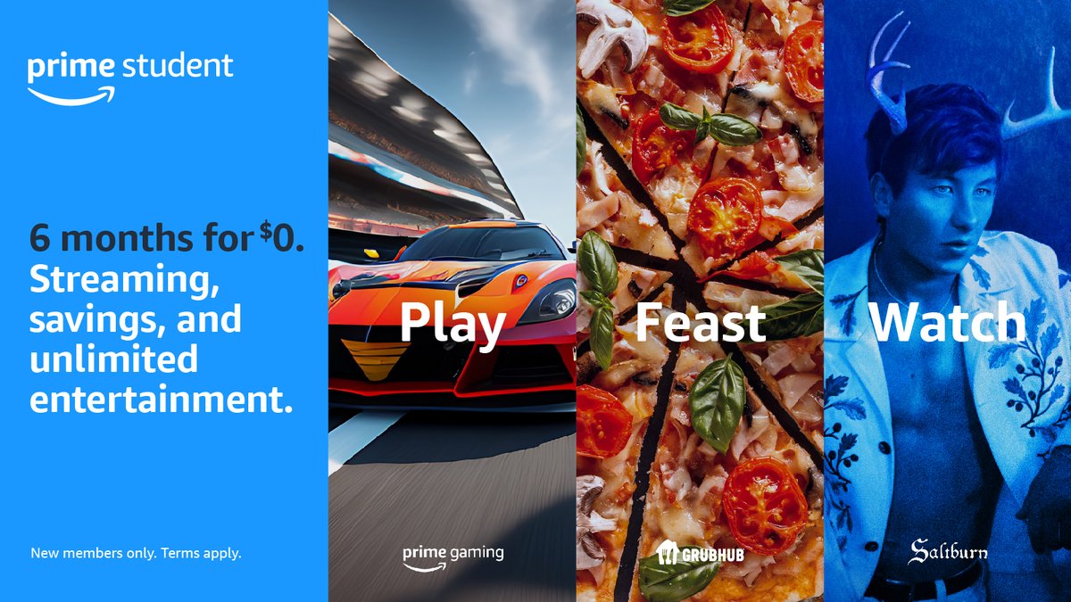 That's a whole semester of non-stop streaming, free delivery, exclusive deals and more. Try Prime and get 6 months for $0. amzn.to/42rfX7n
