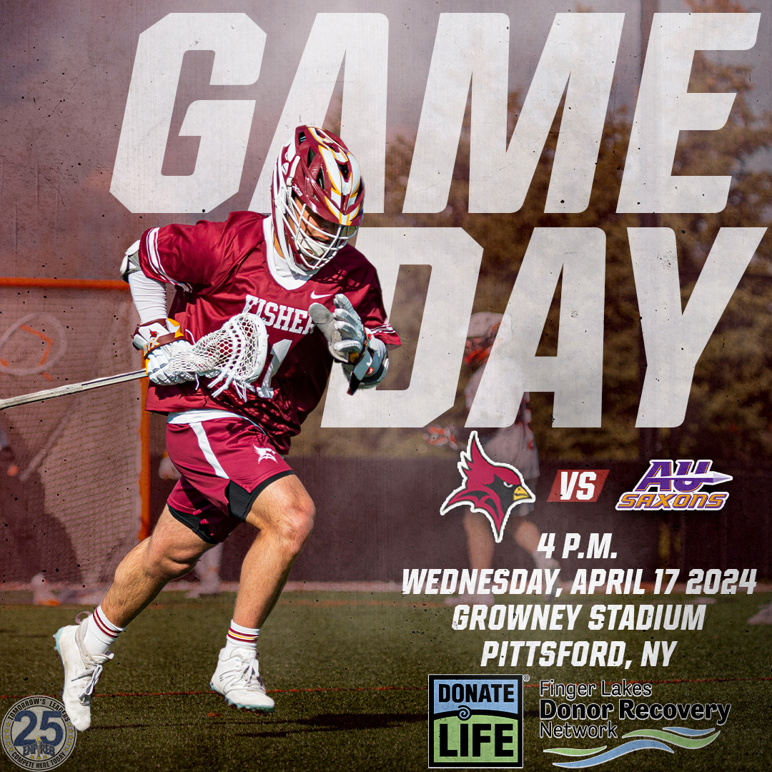 Today is the @DonateLife Game for @SJFC_MLax! The Cardinals will use today game against Alfred University to raise awareness for this great cause! 

🆚 Saxons
📍 Pittsford, NY
🏟️ Growney Stadium
⏰ 4 p.m.
🎥 portal.stretchinternet.com/sjfc/
📊 sjfathletics.com/sidearmstats/m…

#gofisher #rollcards