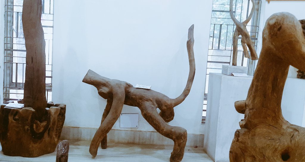 Art exhibition in Prakriti Bhawan, Santiniketan. Got surprised at the Monkey with the logs! #PrakritiBhawan #Santiniketan #WestBengal #India