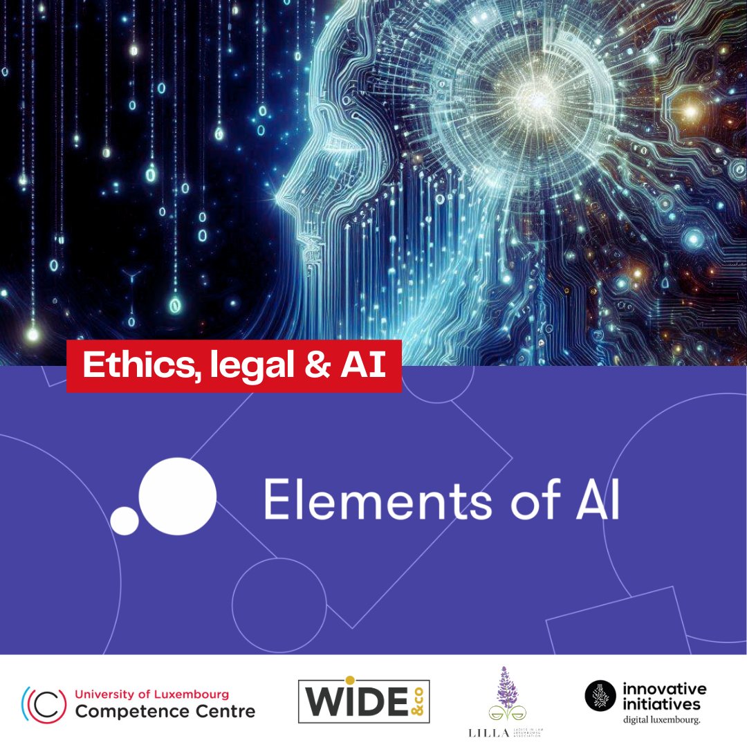 WIDE ANDCO is delighted to be partnering with the University of Luxembourg and the Competence Centre to lead the Elements of AI MOOC. On 30/04/2024, the first support group: 'Ethics, Legal & AI'. 📍The Office, Luxembourg at 6.00 p.m.