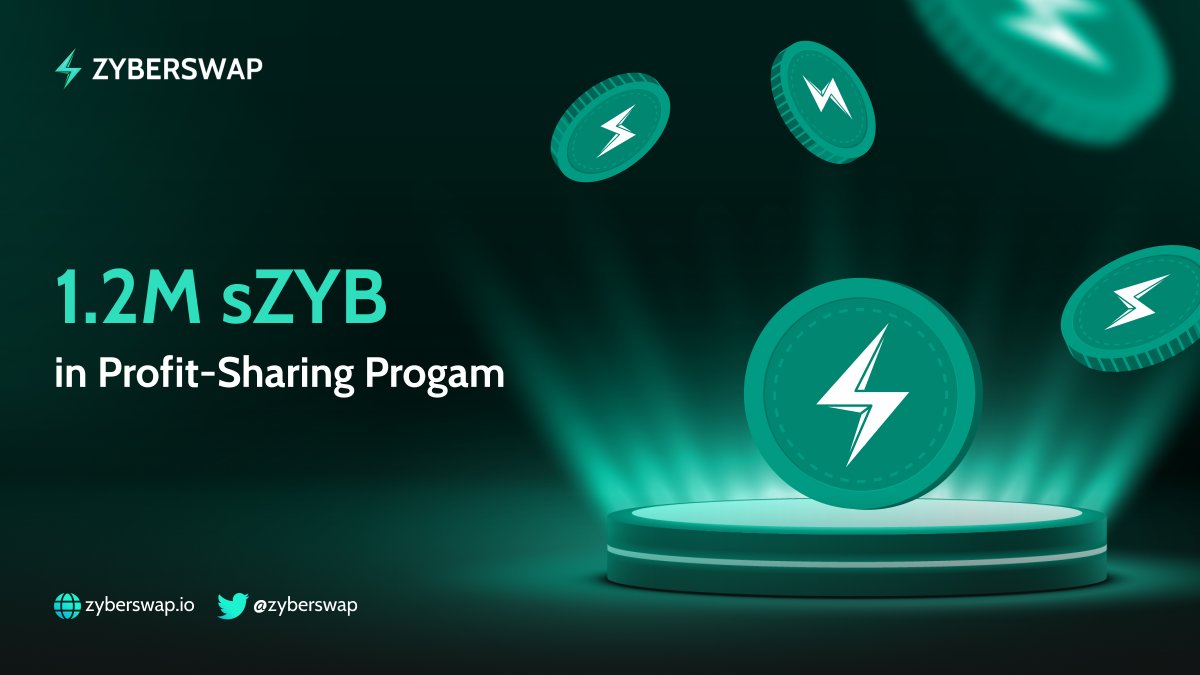 1.2M $sZYB tokens locked in Profit-Sharing Program on #Zyberswap! Start earning extra with your $ZYB: app.zyberswap.io/profitshare