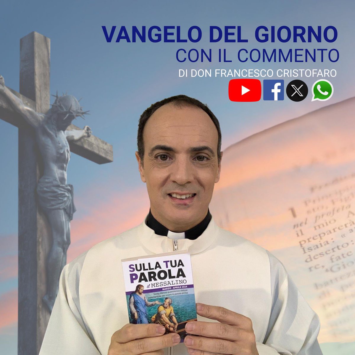 Ogni giorno trovi sul mio canale YouTube e canale whatsapp Don Francesco Cristofaro e sugli altri social il commento al #vangelodelgiorno .
Oggi è questo youtu.be/_VwbaUpivoE?si…
#donfrancescocristofaro