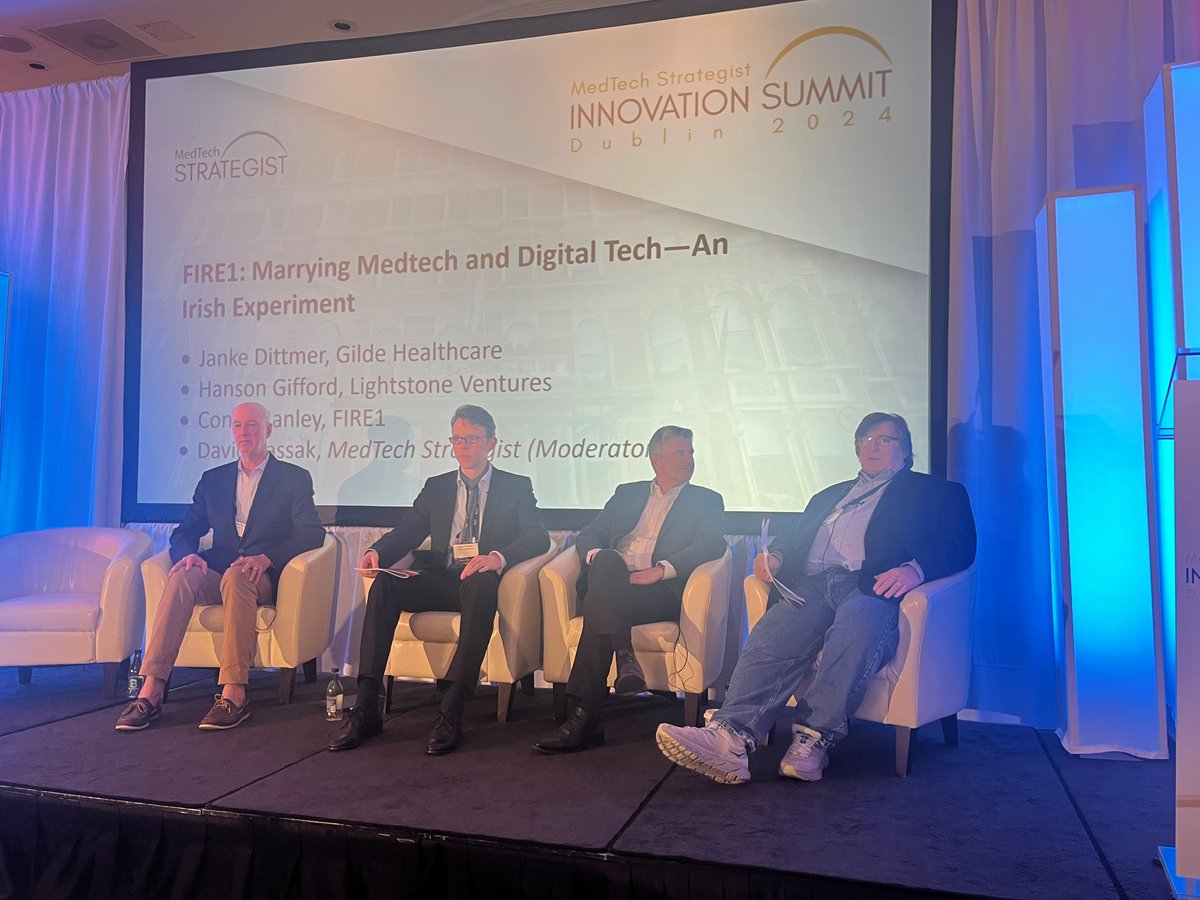 #Medtech industry partners & execs discuss “FIRE1: Marrying Medtech and Digital Tech—An Irish Experiment” at #InnovationDublin24, moderated by our Editor-in-Chief @DCassak

Janke Dittmer, @GildeHealthcare
Hanson Gifford, @LightstoneVC
Conor Hanley, FIRE1 

bit.ly/3LXWy60