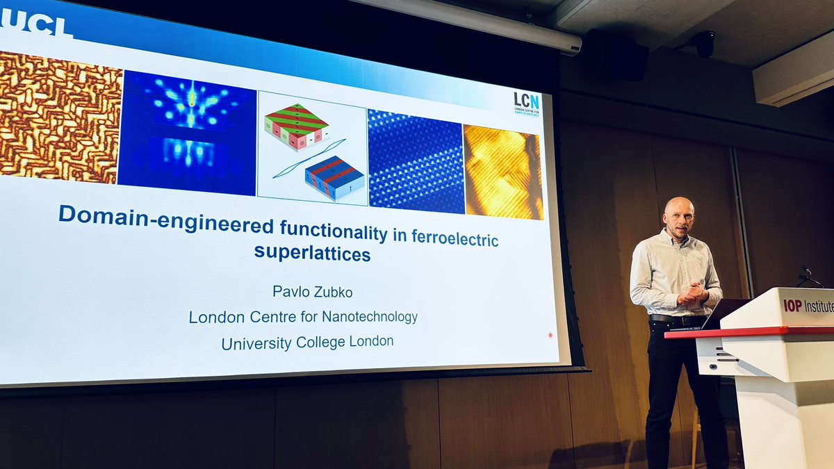 Fantastic talk by @ucl colleague Pavlo Zubko on ferroelectric superlattices at #Dielectrics24 🙌 Ordered systems are just so intensely satisfying 🤩