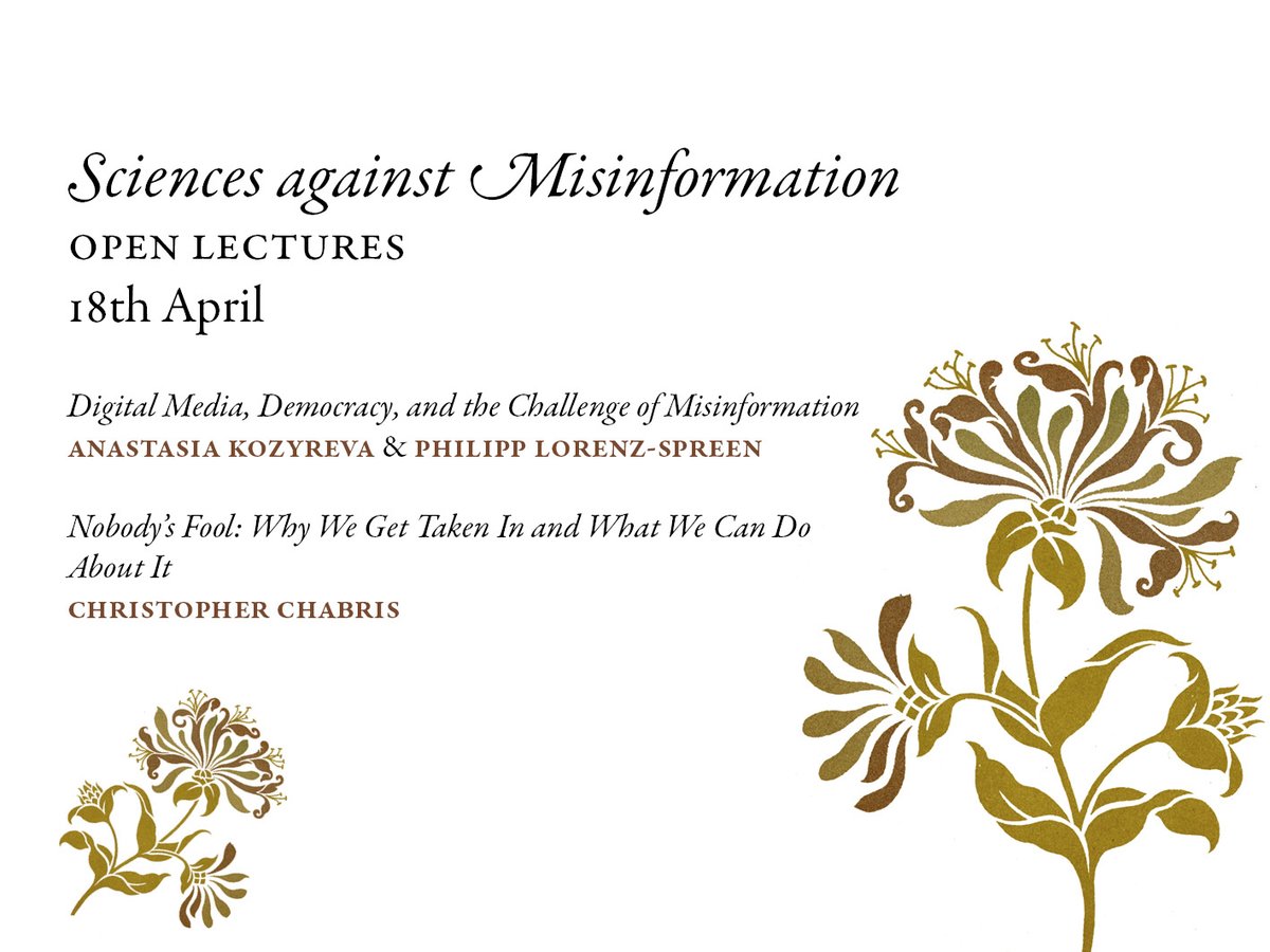 LECTURES on the theme 'Sciences against Misinformation' on 18 April (hybrid event). See swedishcollegium.se/subfolders/Eve… for further details.