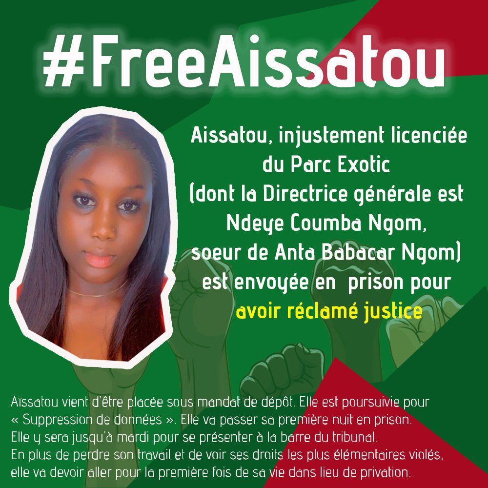 Réclamons TOUS Justice pour Aissatou.
Oui pour une Justice indépendante, Oui surtout à une Justice qui est JUSTE et devant laquelle riche et pauvre sont tous EGAUX.
#FreeAissatou