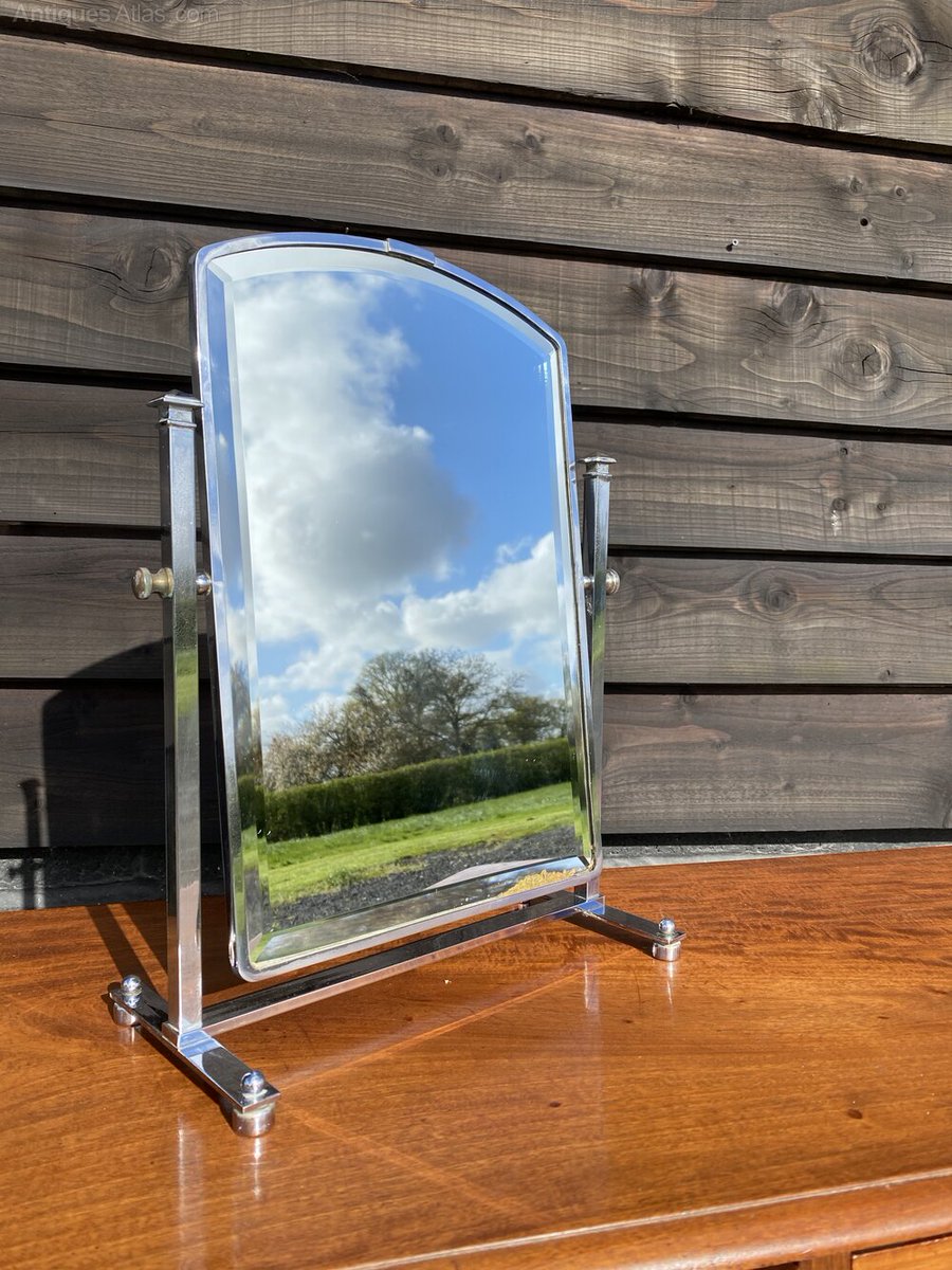 For sale on Antiques Atlas is this Chrome dressing table mirror #Antiques antiques-atlas.com/antique/chrome… From Hawthornes French Polishing #1950shome #1950smirror #artdecochrome #dressingtablemirror #vintagedressingtablemirror