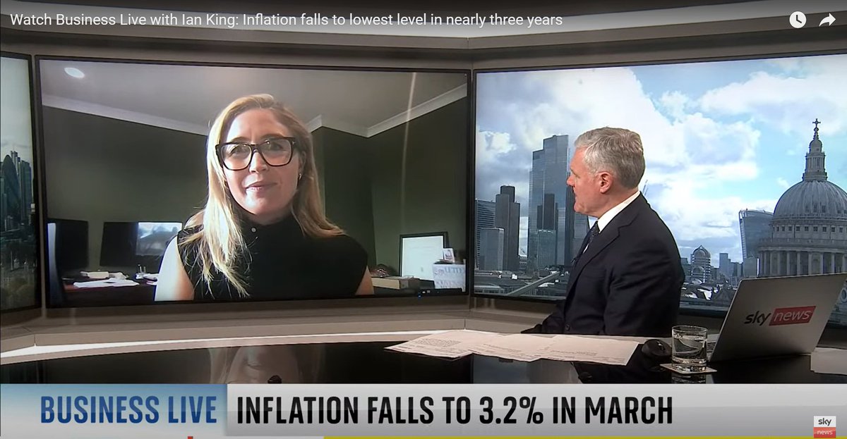 Our Research Director, Kathleen Brooks, analyses the latest inflation data on @SkyNews with @IanKingSky . The CPI rose slightly on a monthly basis 0.6%, but the annual rate dipped to 3.2% from 3.4%. This is a positive sign, however, core inflation (excluding volatile food and