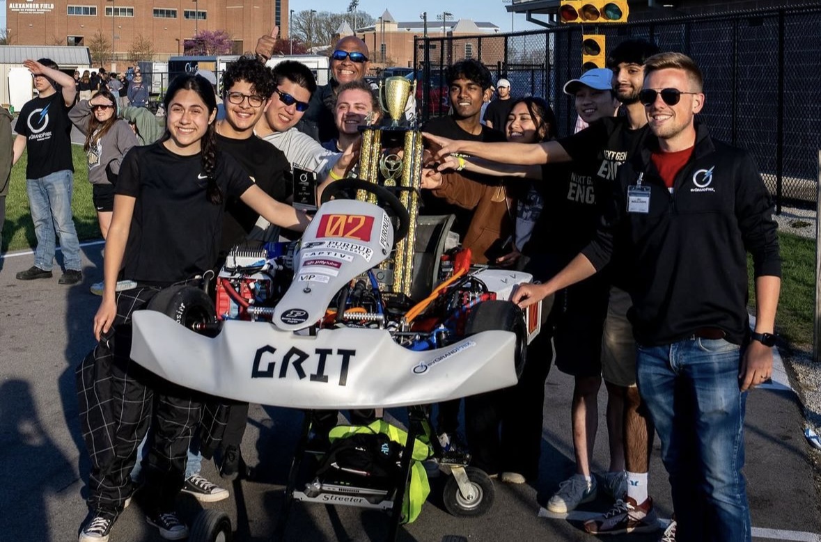 purduemep's tweet photo. We're excited to share that our Purdue Minority Engineering Program and Purdue Vertically Integrated Projects (VIP) EV GoKart Racing Team secured 3rd place in racing and 3rd overall at the 2024 Purdue EV Grand Prix! Big applause to our talented driver, Bella Cardarelli! https://t.co/pxMgTjC5aQ
