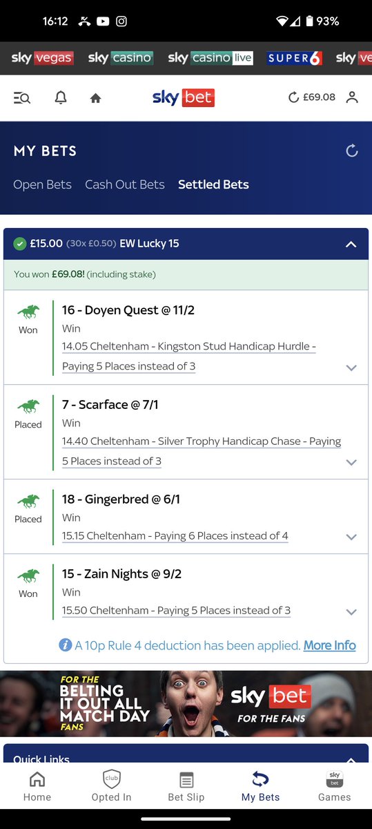 Hit the bar today at Cheltenham @SkyBet lucky fuckers would of been a nice win that 🏇🏼🏇🏼🏇🏼