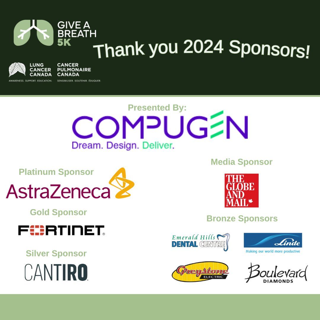 🎉THANK YOU to our incredible sponsors for their dedication to making a difference in the lives of those impacted by #lungcancer! Your generosity and commitment have played a crucial role in the success of #GiveABreath5K. Let's continue to stride forward and spread hope! 💙🎗️