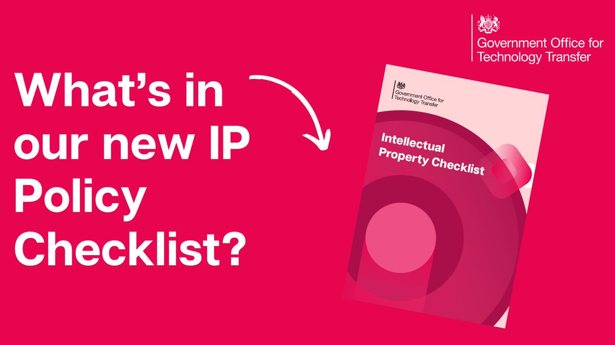 To celebrate #WorldIPDay we are launching our new Intellectual Property Policy Checklist!

Read it in full here👉gov.uk/government/pub…

The guidance includes:
✅advice on how to write an IP policy
✅guidance how to implement it