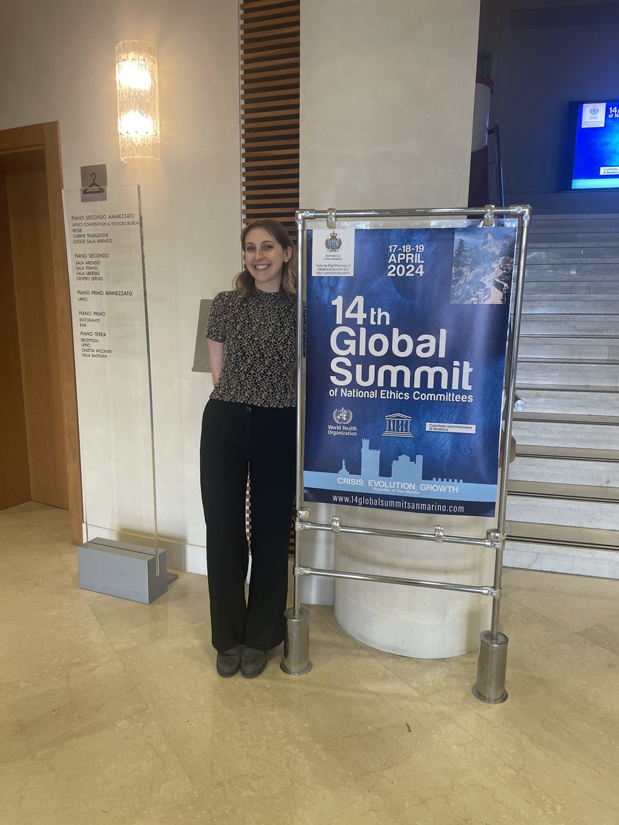 Our Researcher, Bioethics & Policy @M_Raven_Adams presented at the the 14th Global Summit of National #Ethics Committees (17-19 April).🗣️ Maili discussed embedding ethics in #health & #ClimateChange, & our work in this area. 14globalsummitsanmarino.com🔗 #MakingEthicsMatter @WHO