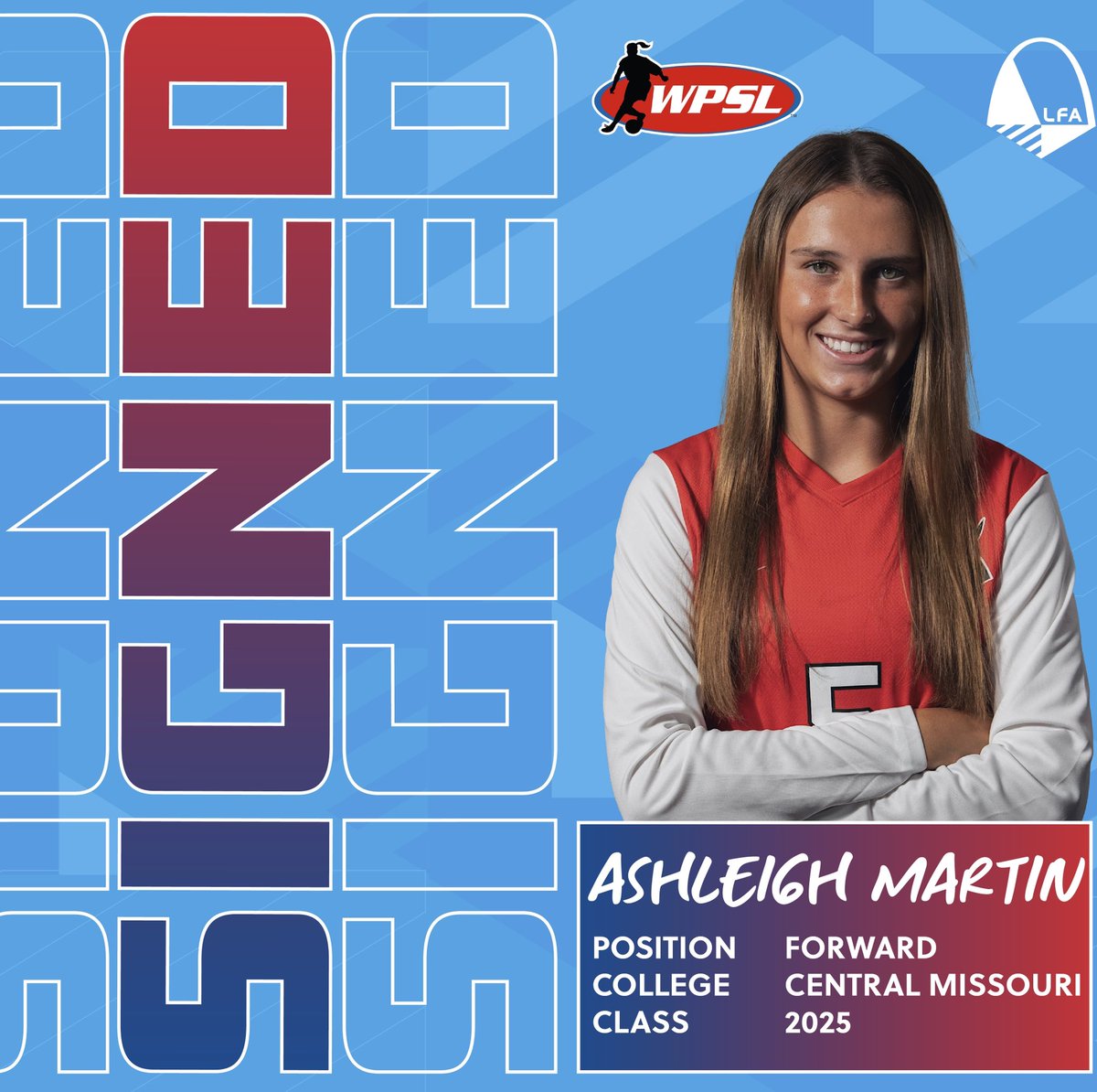 loufusz_wpsl's tweet photo. Welcome back Ashleigh Martin! Retuning for another season with LFA WPSL is LFA Alum and University of Central Missouri forward, Ashleigh Martin. Ashleigh recently earned All-MIAA Second Team Honors as well as the MIAA Academic Excellence Award for her 2023 season. https://t.co/dw9muF7rrx