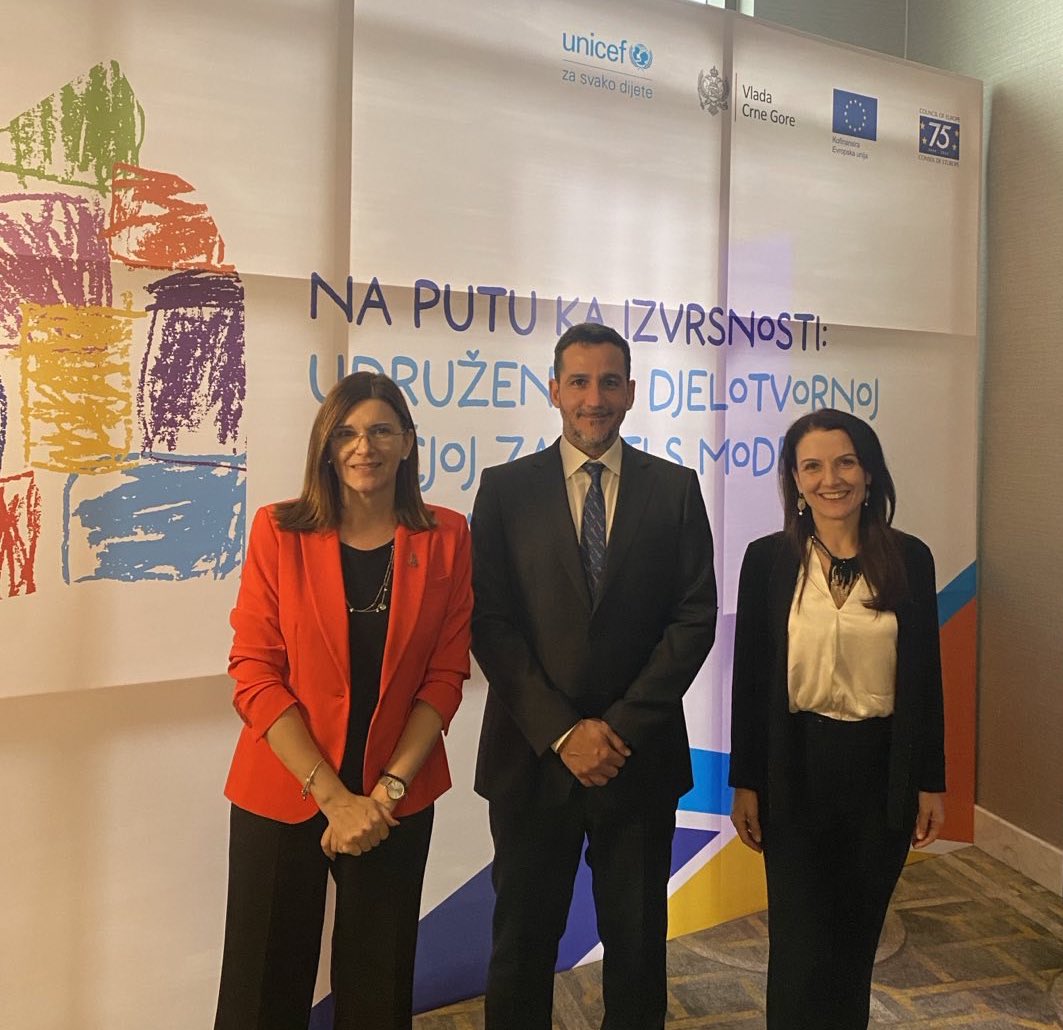 UNICEF and EU #partnership will continue to promote #childrights and equal opportunities #foreverychild - conclusion from today's meeting of Unicef @UNICEF_ECA Director @R_DeDominicis, Unicef MNE Rep Juan Santander and @EUAmbME, Oana-Cristina Popa.