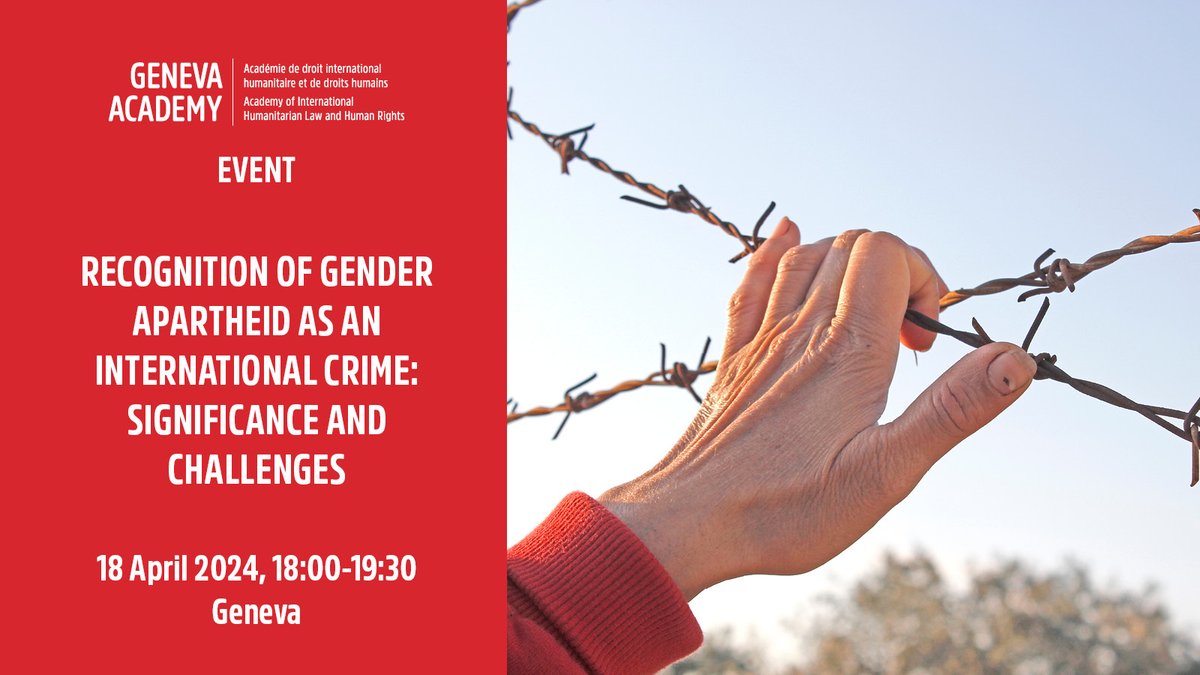 Join us tomorrow for this panel addressing crucial questions surrounding the necessity of a #legal framework for #gender apartheid under #internationallaw : geneva-academy.ch/event/all-even…