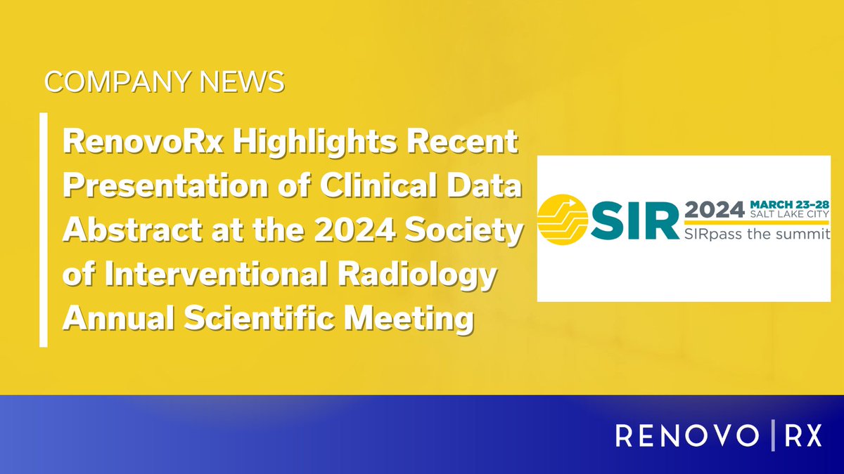 “Our sub-study presents important data to assist in optimization of TAMP™ with better risk stratification of patients while improving guidance of TAMP™ therapy for LAPC treatment,” said David Sperling, MD. Learn more: bit.ly/49C6VX6 $RNXT #SIR24SLC