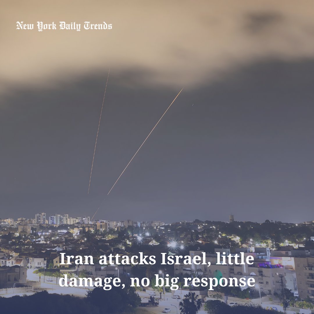 Iran launched a massive missile and drone attack on Israel, but Israeli defenses intercepted most of them. Minimal damage reported. #nydailytrends #newyorkdaily #iran #iranwar #iranattack #droneattack #missiles #syria #hamas #biden #us #palestinewillbefree #savegaza #palestinian