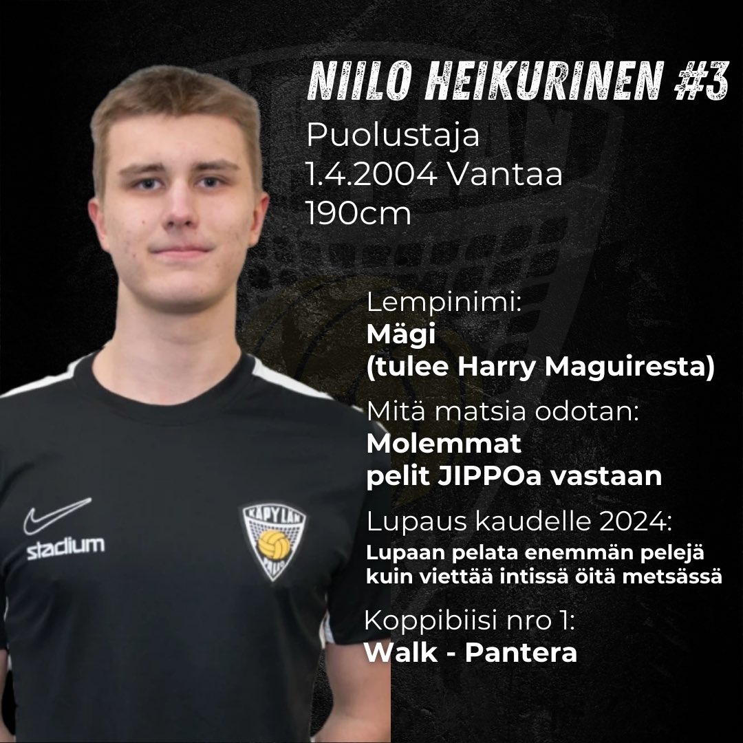 Pelaajat esittelyssä🔥
Vuorossa puolustajat🚫

#3 Niilo Heikurinen⚫️⚪️

#ykkösliiga #käpylänpallo @ykkosliiga