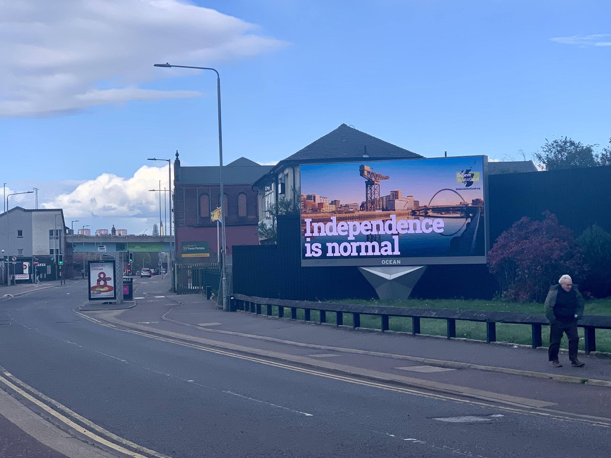 🟦 We polled indy supporters at the start of the year & you told us that you want us to do more billboards. 🙌 So we booked a couple weeks of drive-time electronic billboards. Here is just one of the many we have running across Scotland. 🏴󠁧󠁢󠁳󠁣󠁴󠁿 #BelieveinScotland - We campaign