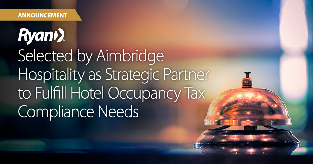 We're partnering with Aimbridge Hospitality to support its operations across the U.S. with hotel occupancy tax compliance. With today’s challenging hospitality climate, it’s critical to maintain compliance and work with industry experts. Full release: bit.ly/3UhKLoy