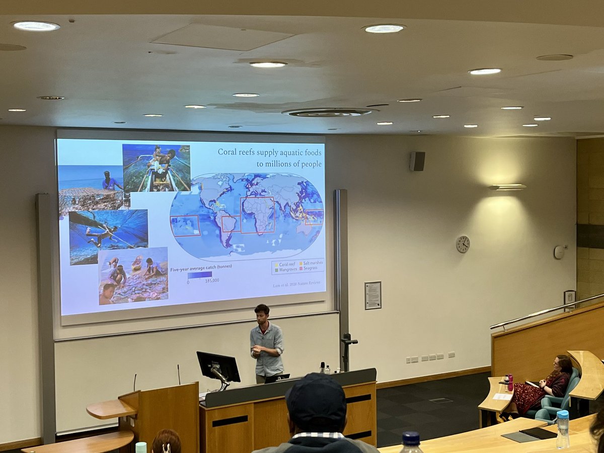 Fantastic to hear about the work of @jamespwr at the @LancsUniSciTech Celebration of Science today. James is sharing his research on how climate change is influencing the ability of coral reefs to support fisheries.
