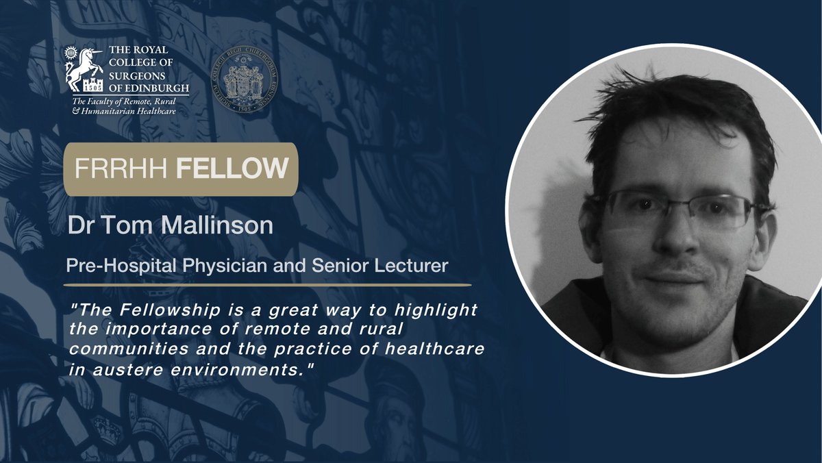 New Fellow, Tom Mallinson is a Pre-Hospital Physician and Senior Lecturer. He says, 'the Fellowship is a great way to highlight the importance of remote & rural communities & the practice of healthcare in austere environments.' Read more: bit.ly/43uYfjN #FRRHHFellow