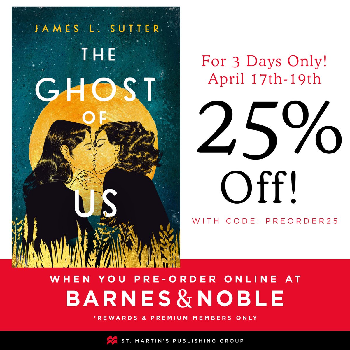 Preorders of my supernatural sapphic YA romcom THE GHOST OF US are 25% off at @barnesandnoble until 4/19 with code PREORDER25! (You have to be a free rewards member, but it takes seconds to sign up.) If you like ghosts, fake dating, and grumpy queer girls, this one's for you!