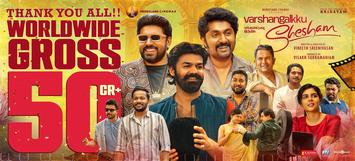 #VarshangalkkuShesham Collects 50cr+Gross WorldWide ❣️

#PranavMohanLal #NivinPauly #KalyaniPriyadarshan #BasilJoseph
#VineethSreenivasan 

In Cinemas Now !!