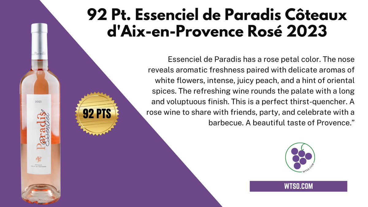 Check out this 92 Pt. Provence Rosé 2023!

#RoseWednesday #frenchwine #Provence #wtso #winestilsoldout