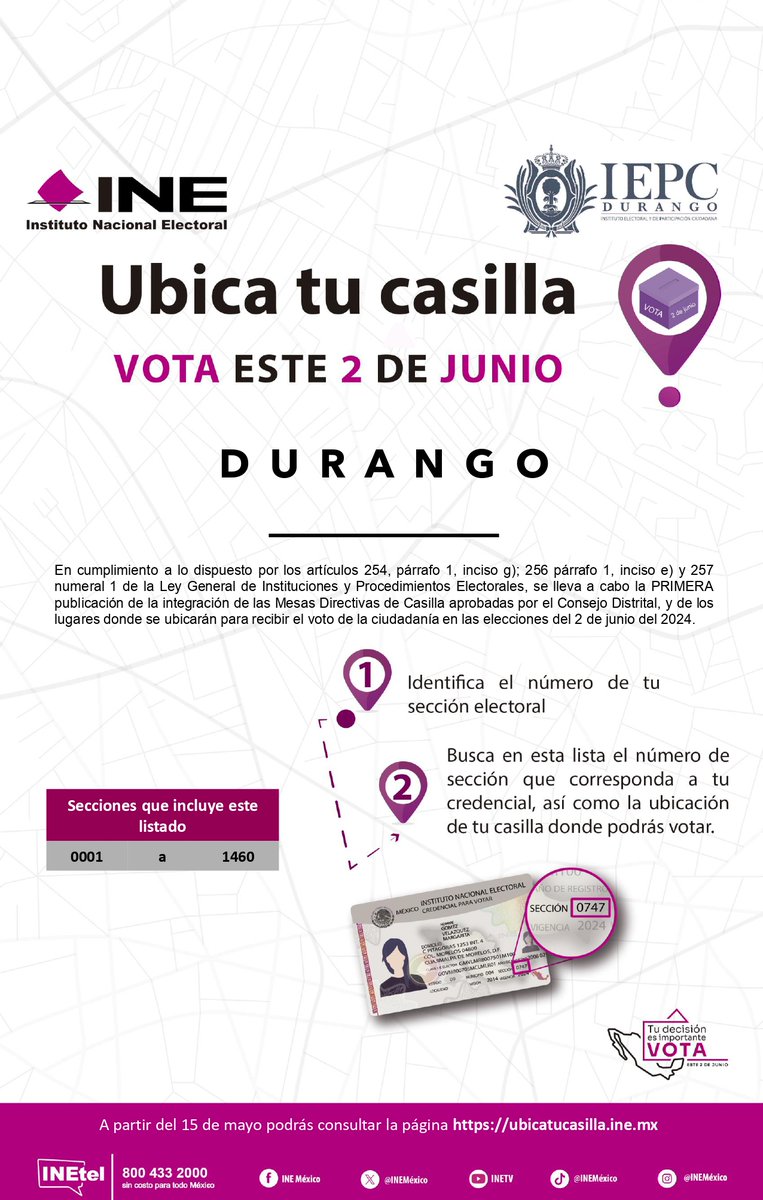 🙋🙋‍♀️🙋‍♂️Te compartimos la 📌 Ubicación e Integración de Mesas Directivas de Casillas (ENCARTE en PDF ) para el Proceso Electoral Concurrente 2023-2024 en Durango . acrobat.adobe.com/id/urn:aaid:sc…