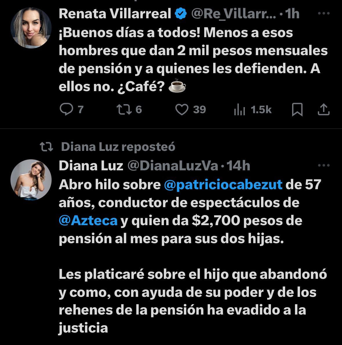 Tengan muchos cuidado con estas dos “señoras” | <a href="/Re_Villarreal/">Renata Villarreal</a> y <a href="/DianaLuzVa/">Diana Luz</a> | típicas que confunden el FEMINISMO con lo FEMINAZI | ¡Aquí se las dejo!
Han invertido días, horas, atacando a <a href="/patriciocabezut/">Patricio Cabezut</a> en un caso que a ellas NO les corresponde. (Y con datos erróneos, como