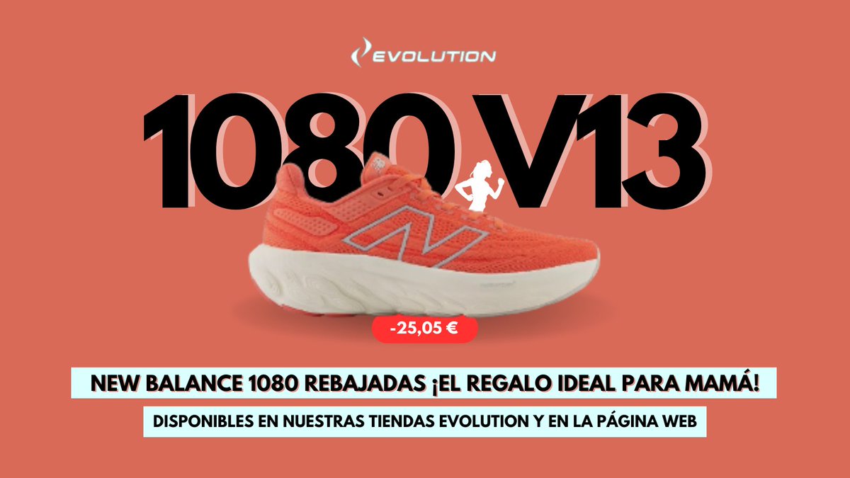 DportsEvolution's tweet photo. ¡Se acerca el día de la madre! 🎁 Celebra el día de la madre con las New Balance 1080 V13, disponibles en nuestras tiendas de Madrid y Alcalá de Henares, ¡o cómpralas en nuestra web! 👟✨ #newbalance #1080v13 #DiaDeLaMadre #running #estudiodelapisadamadrid https://t.co/odUQwvYLOx
